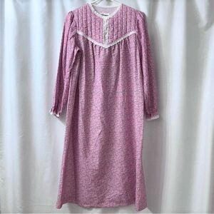 SWEET Vintage Kittens by Katz Pink Floral Cottagecore Nightgown Made in USA NEW
